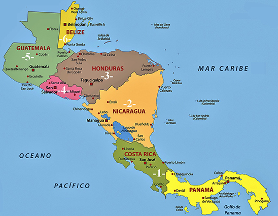 mapa ambito acción Region centroamerica